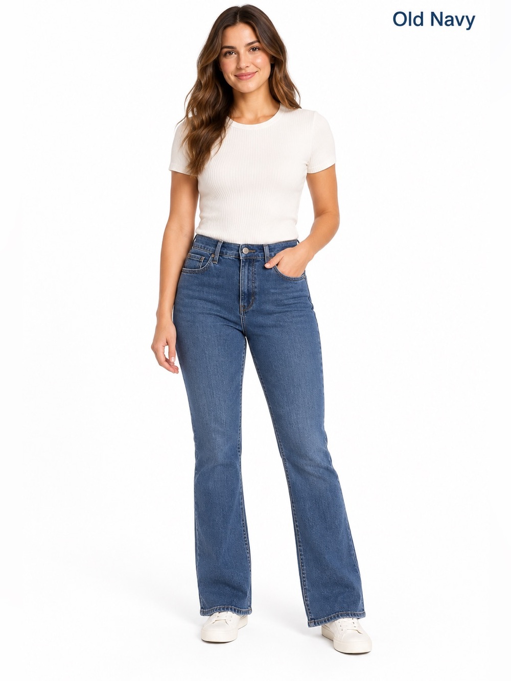 Old Navy Higher High-Rise Flare Jeans Size 4 Medium Wash Secret-Smooth NWOT